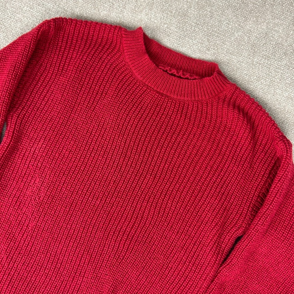 Womens Sweater Dress Red Front Split Ribbed Waffle Knit Warm Winter Pullover